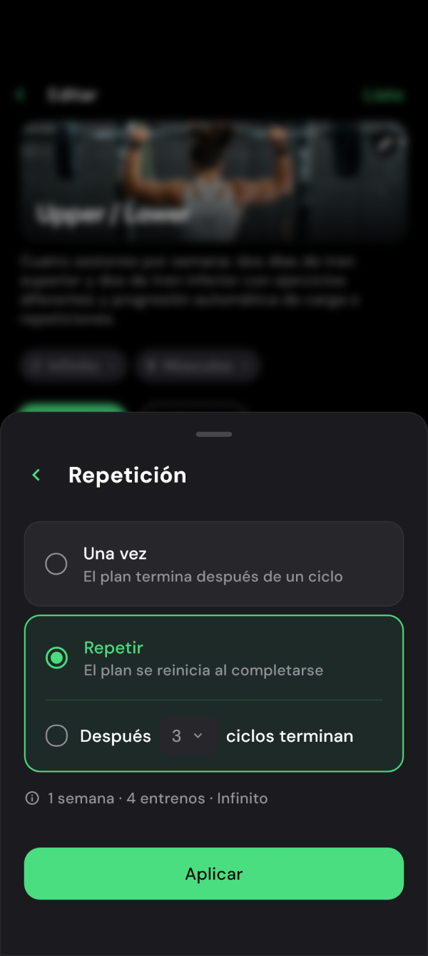 Repetición continua del plan