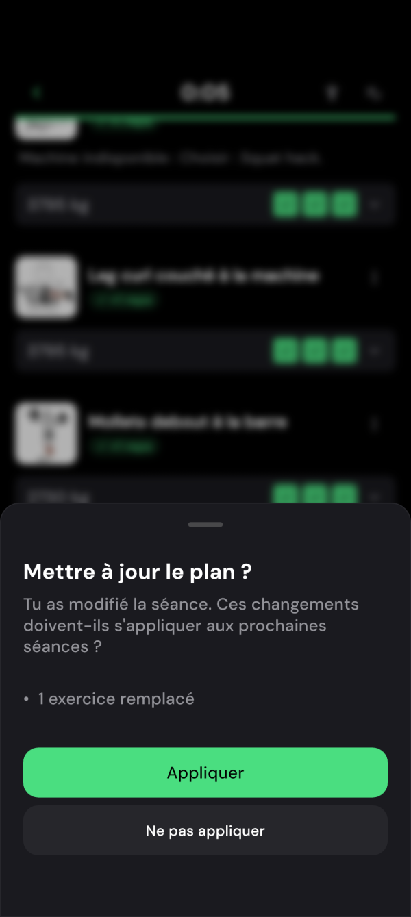 Dialogue d'application de la modification au programme