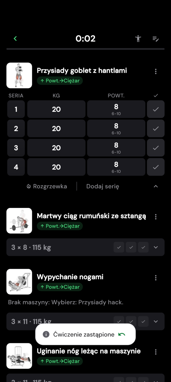 Ćwiczenie zastępcze ze sprawdzonymi ciężarami