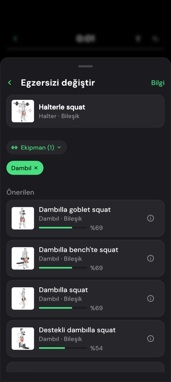 Dambıl filtresiyle alternatif egzersizler