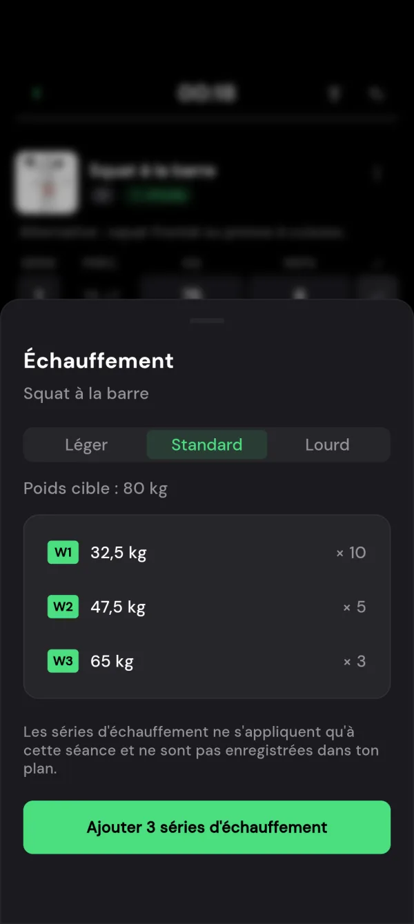 Échauffement intelligent